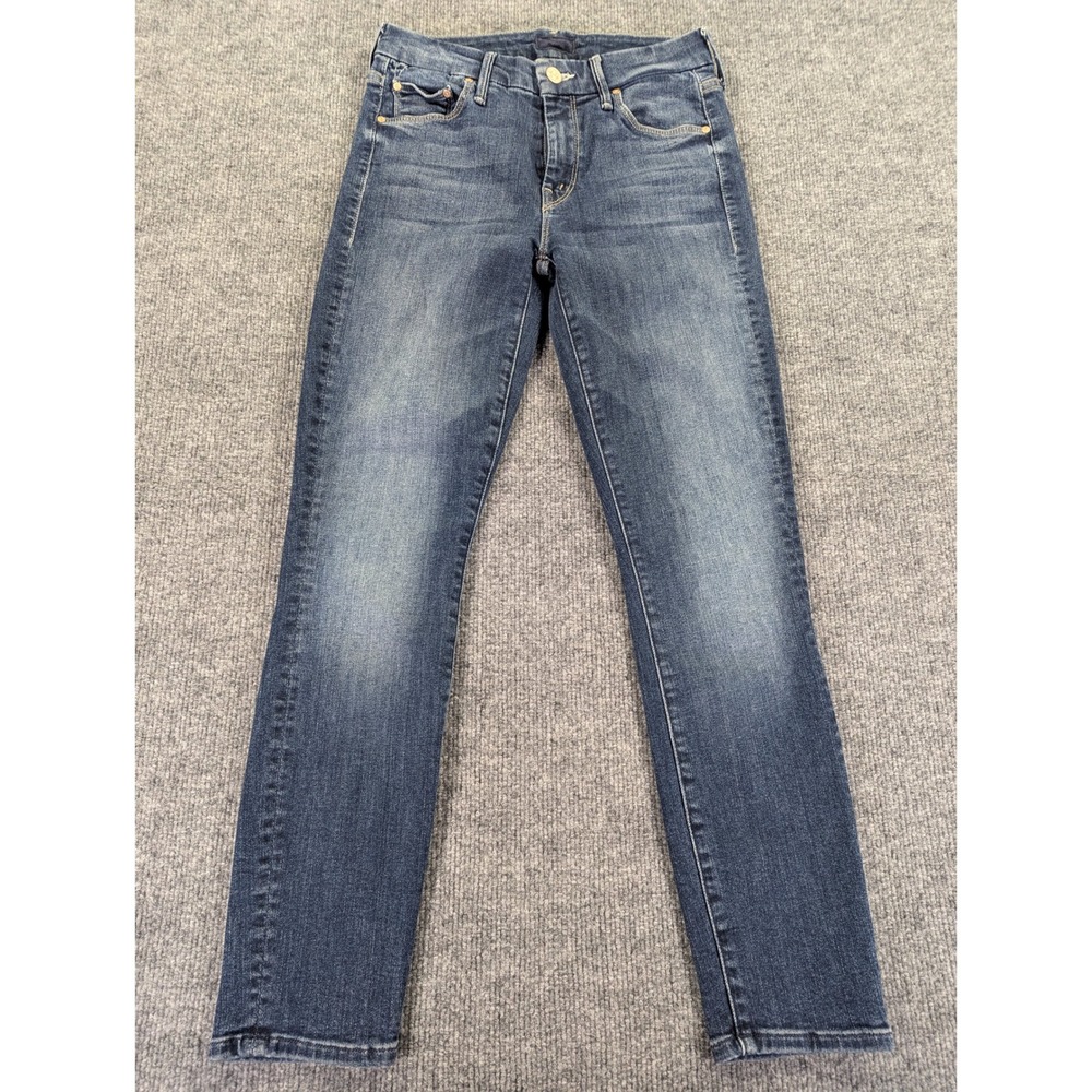 Mother The Looker Crop Jeans 25 On The Edge Dark Blue Skinny Mid Rise 1121-104